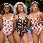 Personalised Funny Face Photo Women Swimsuit Beach Essential Summer Holiday Birthday Pool Party Gift for Women