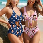 Personalised Funny Face Photo Women Swimsuit Beach Essential Summer Holiday Birthday Pool Party Gift for Women