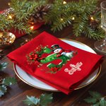 Servilleta reutilizable personalizada de 100% algodón con muñeco de nieve inicial y nombre decoración de mesa regalo de Navidad para la familia