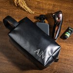Neceser de cuero PU impermeable con asa personalizado con monograma regalo de aniversario para los esposos regalo para el Día del Padre para hombre