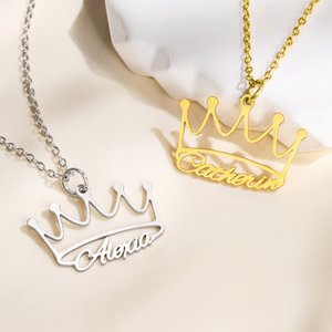 Personalized Crown Name Necklace Dainty Jewelry Birthday Anniversary Valentine's Day Mother's Day Gift for Women