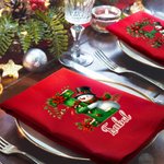 Servilleta reutilizable personalizada de 100% algodón con muñeco de nieve inicial y nombre decoración de mesa regalo de Navidad para la familia