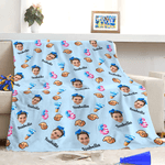 Personalized Six Seven 67 Meme Basketball Soccer Face Photo Soft Throw Blanket with Name Home Decor Birthday Gift for Friend Teenager