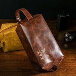 Borsa da toilette in pelle PU impermeabile con manico personalizzata con monogramma anniversario degli sposi regalo per festa del papà per uomo
