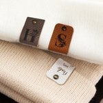 Personalisierte 10-tlg. Textiletiketten aus PU-Leder mit Initiale und Text Handarbeit Geburtstag Geschenk für DIY Stricker Nähliebhaber