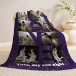 Personalized Love 10 Photos Soft Throw Blanket with Text Home Decor Valentine's Day Birthday Gift for Couple