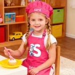 Conjunto de delantal y gorro de cocinero personalizado con diseño de animal nombre e inicial regalo de cumpleaños y fiestas para niños