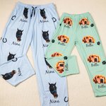 Pantalones de pijama personalizados con foto de mascota estampado multicolor y nombre regalo de cumpleaños para amantes de las mascotas y la familia