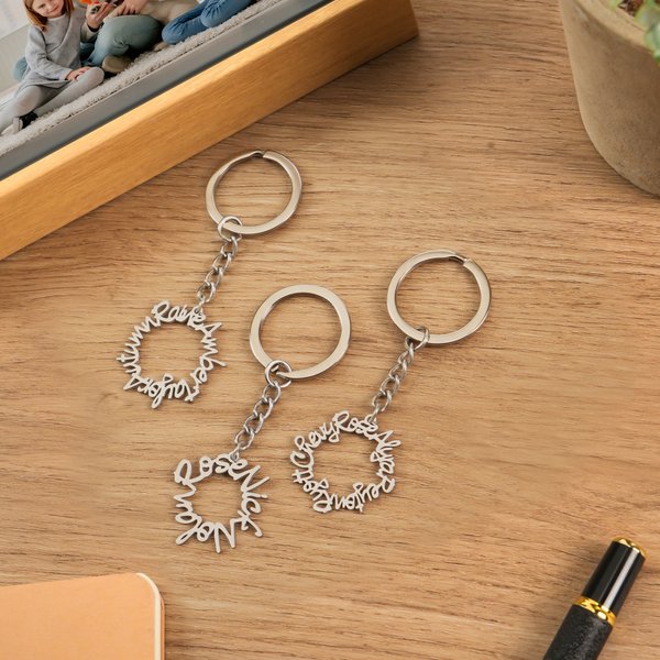 Personalized Round Name Tag Keychain Daily Use Bag Decoration Mother's Day Family Anniversary Gift for Family