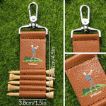Personalisierte Cartoon-Charakter PU Leder Golf Tee Halter Tasche Tag mit Namen und 5 Pcs Bambus Tees Geburtstag Sport Geschenk für Golfer Golfspieler