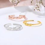 Personalized Minimalist Style Circle Open Sterling Silver Ring with 2-4 Names Birthday Anniversary Gift for Family Couples