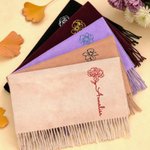 Sciarpa personalizzata con fiore di nascita e nome ricamato accessorio alla moda inverno regalo di compleanno e Natale per amici o famiglia