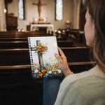 Personalised Flower Cross A5 Spiral Notebook with Name and 120 Lined Pages Birthday Back to School Birthday Gift for Christian Student