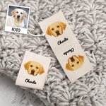Personalisierte 10-tlg. Textiletiketten aus Baumwolle mit Haustier-Porträt-Design und Namen Geburtstag Geschenk für DIY Stricker Nähliebhaber