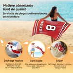 Serviette Surdimensionnée Personnalisée avec Nom et Numéro Cadeau Anniversaire pour les Amoureux du Sport et les Amies