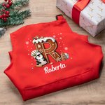 Set grembiule e cappello da chef personalizzato regolabile con tasca e iniziale regalo di Natale per bambini e bambine