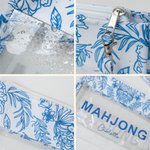 Personalised Blue-and-White Porcelain Mahjong Waterproof Storage Bag with Name Travel Accessory Birthday Gift for Mahjong Lovers