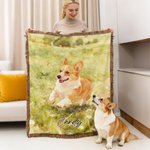 Couverture à pompons personnalisée avec nom et photo d'animal de compagnie Cadeau d'anniversaire pour les amoureux des animaux de compagnie