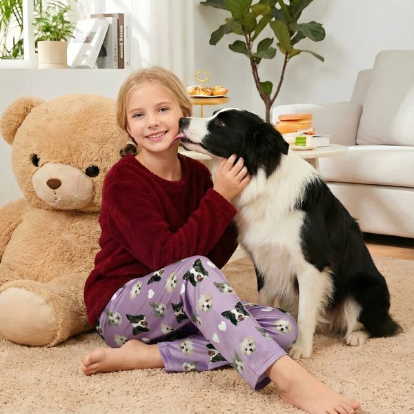 Personalisierte 1-4 Haustier Gesicht Fotos Multicolor Kind Frau Mann Pyjama Hose mit Kordelzug täglich tragen Geburtstagsgeschenk für Tierliebhaber Besitzer