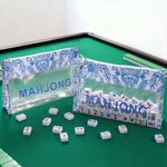 Personalised Blue-and-White Porcelain Mahjong Waterproof Storage Bag with Name Travel Accessory Birthday Gift for Mahjong Lovers