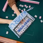 Personalised Blue-and-White Porcelain Mahjong Waterproof Storage Bag with Name Travel Accessory Birthday Gift for Mahjong Lovers