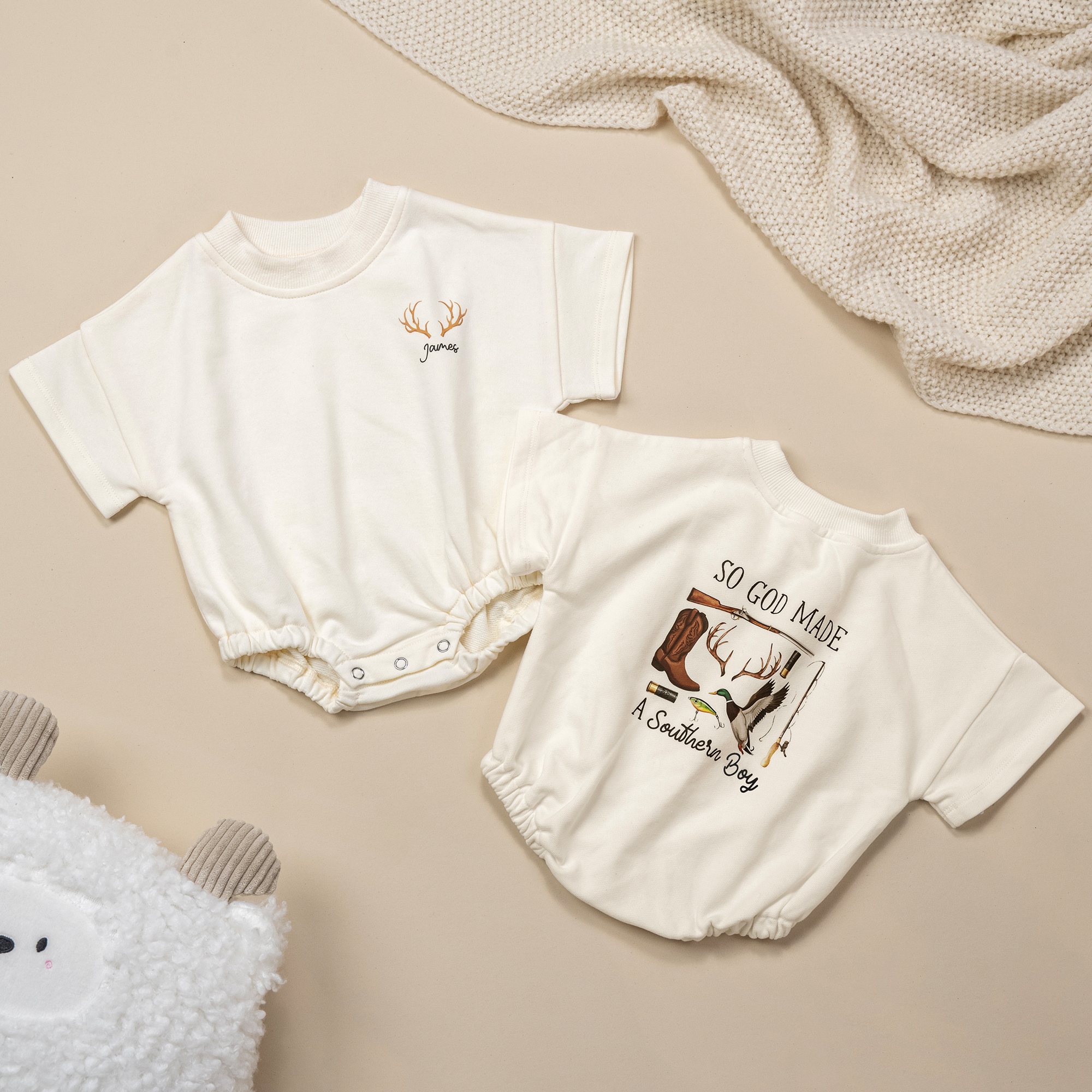 Body personnalisé So God Made A Southern Boy Girl Baby Bodysuit with Name Baby Shower Little Hunter Gift for Newborns