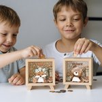 Personalised Cute Flower Wreath Animals Wooden Money Box Piggy Bank with Name Children's Day Birthday Gift for Kids