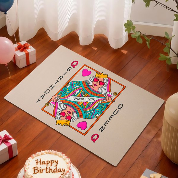 Henkilökohtainen punainen sydän pokeri kruunu aurinkolasit kuningatar maton nimi Home Decor syntymäpäivälahja tyttö nainen