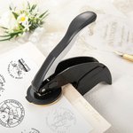 Sello en relieve personalizado de libro de dragón Sello en relieve manual negro con nombre y bolsa de almacenamiento de texto Regalo de cumpleaños del club de lectura para ratones de biblioteca