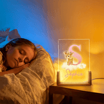 Personalized 12 Zodiac Animals Acrylic LED Night Light with Wooden Base and Name Birthday Anniversary Gift for Family Kids