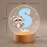 Luce notturna a LED personalizzata con nome animali carini base in legno regalo ideale per compleanni e baby shower per bambini