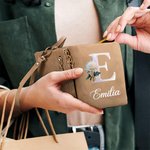 Cartera plegable personalizada de cuero PU con flor de nacimiento nombre y múltiples ranuras para tarjetas regalo de cumpleaños para mujer