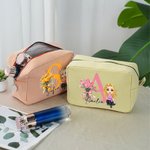 Trousse personalizzata con personaggio, iniziale e nome, design a strisce - Regalo essenziale per donne