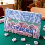 Personalised Blue-and-White Porcelain Mahjong Waterproof Storage Bag with Name Travel Accessory Birthday Gift for Mahjong Lovers