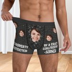 Gepersonaliseerde muurscheur gezichtsfoto Grappig herenondergoed boxershort met naam Valentijnsdag Verjaardagscadeau voor koppel partner