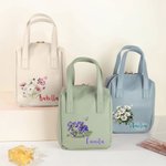 Personalizzato acquerello nascita nome fiore portatile borsa trucco in pelle PU con manico accessori da viaggio regalo di compleanno per le donne ragazze