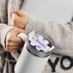 Couvercle à fleurs multicolore personnalisé pour gobelet 30 oz 40 oz avec nom Cadeau d'anniversaire pour femmes