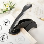 Personalized Floral Initial Library Book Embossing Stamp Black Hand-held Embosser with Storage Bag Birthday Book Club Gift for Bookworms Readers