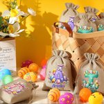 Gepersonaliseerde schattige Bunny Paaseieren Trekkoord Snoep Cadeauzak met Initialen en Naam Paasvakantie Feest Cadeau voor Jongens Meisjes