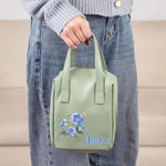 Personalizzato acquerello nascita nome fiore portatile borsa trucco in pelle PU con manico accessori da viaggio regalo di compleanno per le donne ragazze