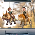 Personalizado cara foto dinosaurio acrílico colgante ornamento decoración del coche regalo de cumpleaños para los propietarios de automóviles de la familia