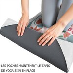 Serviette de Yoga Absorbante Personnalisée avec Nom Style de Floral Accessoire de Sport Cadeau d'Anniversaire pour les Amateurs de Yoga et les Amis