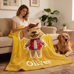 Personalisierte niedliche Chibi Stil Haustier Villager Charakter Multicolor weiche Decke mit Namen täglichen Gebrauch Geburtstagsgeschenk für Tierbesitzer werfen