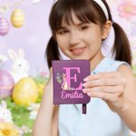 Personalised Cute Peter Rabbit Initial PU Leather Bifold Pocket Wallet with Multiple Card Slots with Name Easter Gift for Girls