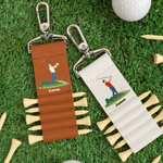 Personalisierte Cartoon-Charakter PU Leder Golf Tee Halter Tasche Tag mit Namen und 5 Pcs Bambus Tees Geburtstag Sport Geschenk für Golfer Golfspieler