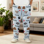 Personliga 1-4 foton av husdjursansikten tassavtryck flerfärgade pyjamasbyxor för barn kvinna man med dragsko för dagligt bruk födelsedagspresent för husdjursälskare