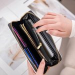 Cartera de cuero PU personalizada con diseño retro de gato varios compartimentos y cremallera metálica ideal para cumpleaños y aniversarios