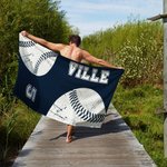 Personoitu koripallo jalkapallo iso nopeasti kuivuva rantapyyhe nimellä ja numerolla matkalle lahja pallopelien ystäville