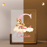 Personalized 12 Zodiac Animals Acrylic LED Night Light with Wooden Base and Name Birthday Anniversary Gift for Family Kids