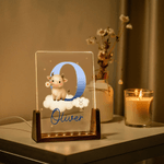 Personalized 12 Zodiac Animals Acrylic LED Night Light with Wooden Base and Name Birthday Anniversary Gift for Family Kids